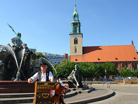 Neptunbrunnen mit Marienkirche Fotos