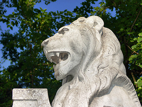Vajdahunyad Burg Foto Sehenswürdigkeit  Statuen zieren das Schlossgelände